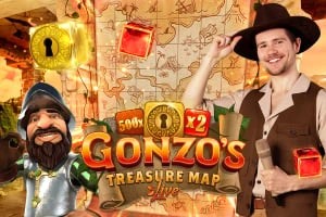 Official Live Dealer logo: Gonzo&#039;s Treasure Map by Evolution at Monro Casino